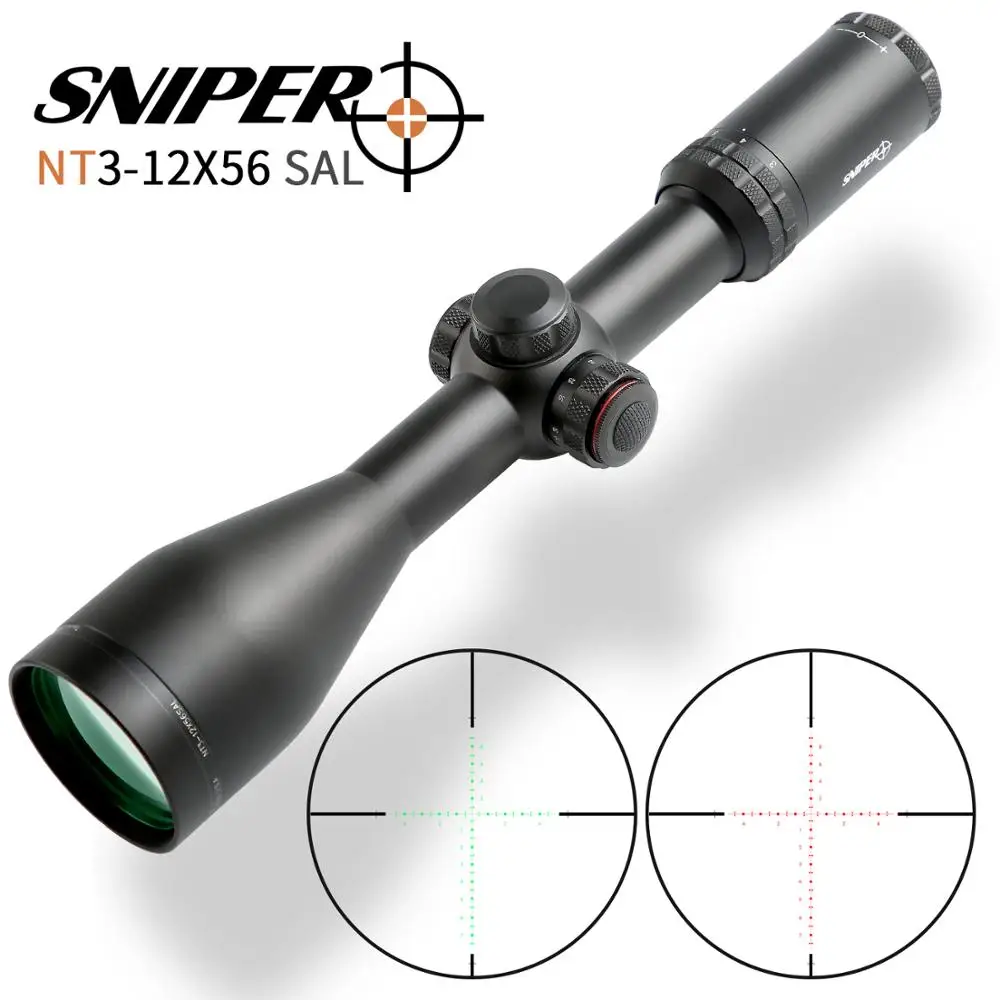 SNIPER NT 3-12x56 SFIR прицелы для охоты тактический оптический прицел полноразмерный стеклянный гравированный прицел RGB прицел для винтовки с подсветкой