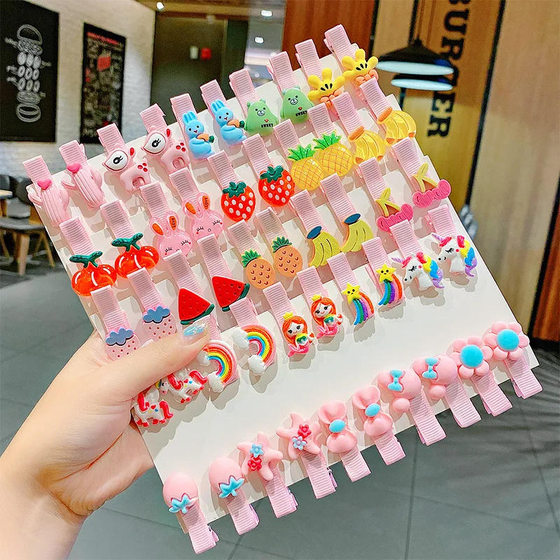 10pcs set children's hairpins, cloth-wrapped small clips, cartoon headdresses, princess cute bangs, side clip hair accessories