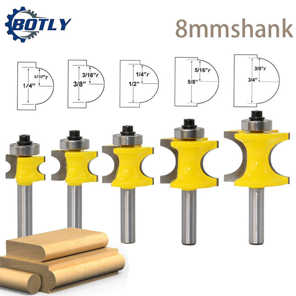 

1Pc 8mm Shank milling cutter Bullnose Router Bit Set C3 Carbide Tipped Woodworking cutter router bit wood milling tools molino