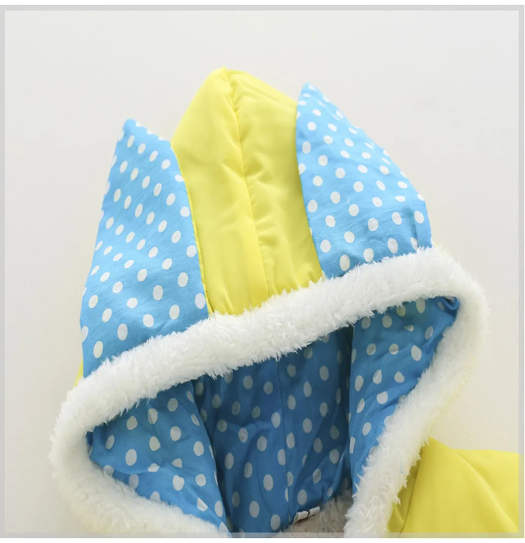Пальто с капюшоном и рисунком кролика для новорожденных девочек, теплая верхняя одежда, одежда для новорожденных, детская одежда, детская одежда