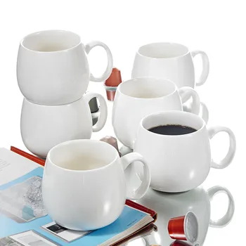 

Panbado 6-Piece 375ML White Porcelain Coffee Tea Cup Set Ceramic Coffee Tea Milk Water Drinking Cup Set Drinkware Gift Set
