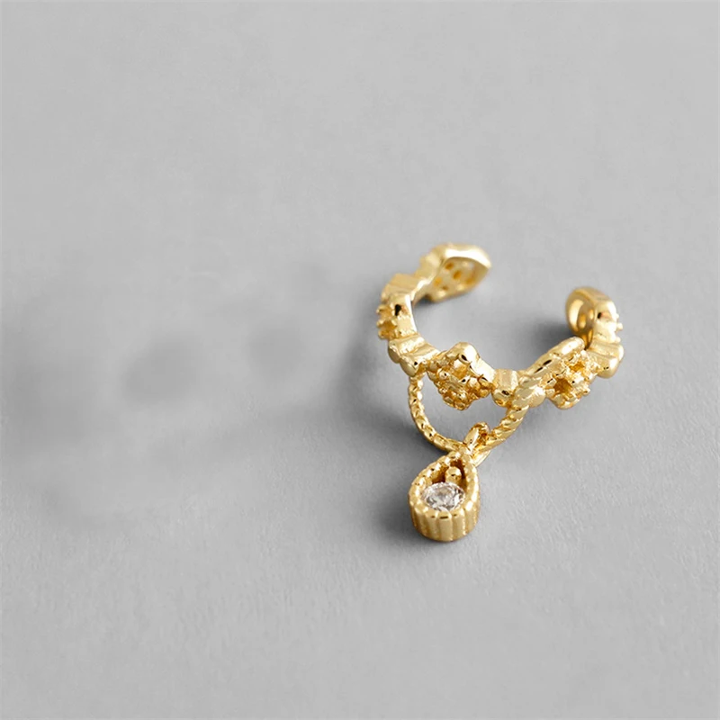 925 Sterling Silver Earrings For Women Zircon Clip Earrings Gold Cartilage Ear Bone Earrings Girl Gift No Piercing Ear Cuff R5 - Окраска металла: Shape 2