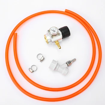 

Mini 0-90PSI CO2 Charger Kit T21*4 Soda Water Cylinder Gas Regulator Pressure Meter with 5/16" Gas Line and Ball Lock Homebrew