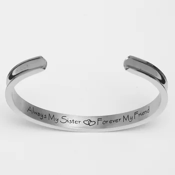 

Cross-border dedicatedtoarcslot inscriptionAlwaymysister titanium steel C-shaped open bracelet braceletmanufacturersdirectsales.