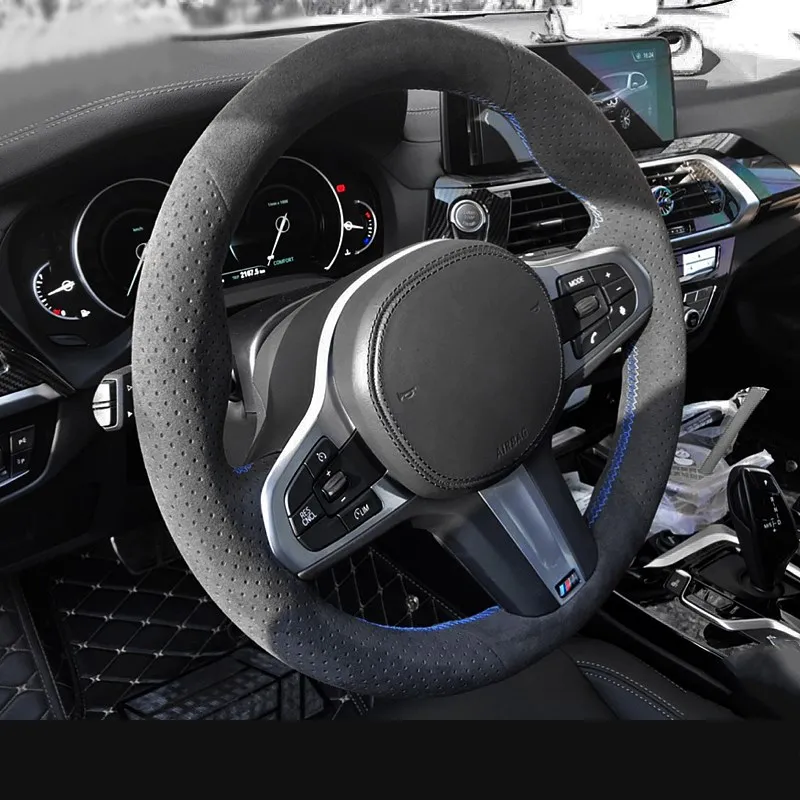 Черный Alcantara чехол рулевого колеса автомобиля для BMW M спортивные G30 G31 G32 G20 G21 G14 G15 G16 X3 G01 X4 G02 X5 G05 - Название цвета: Style 2