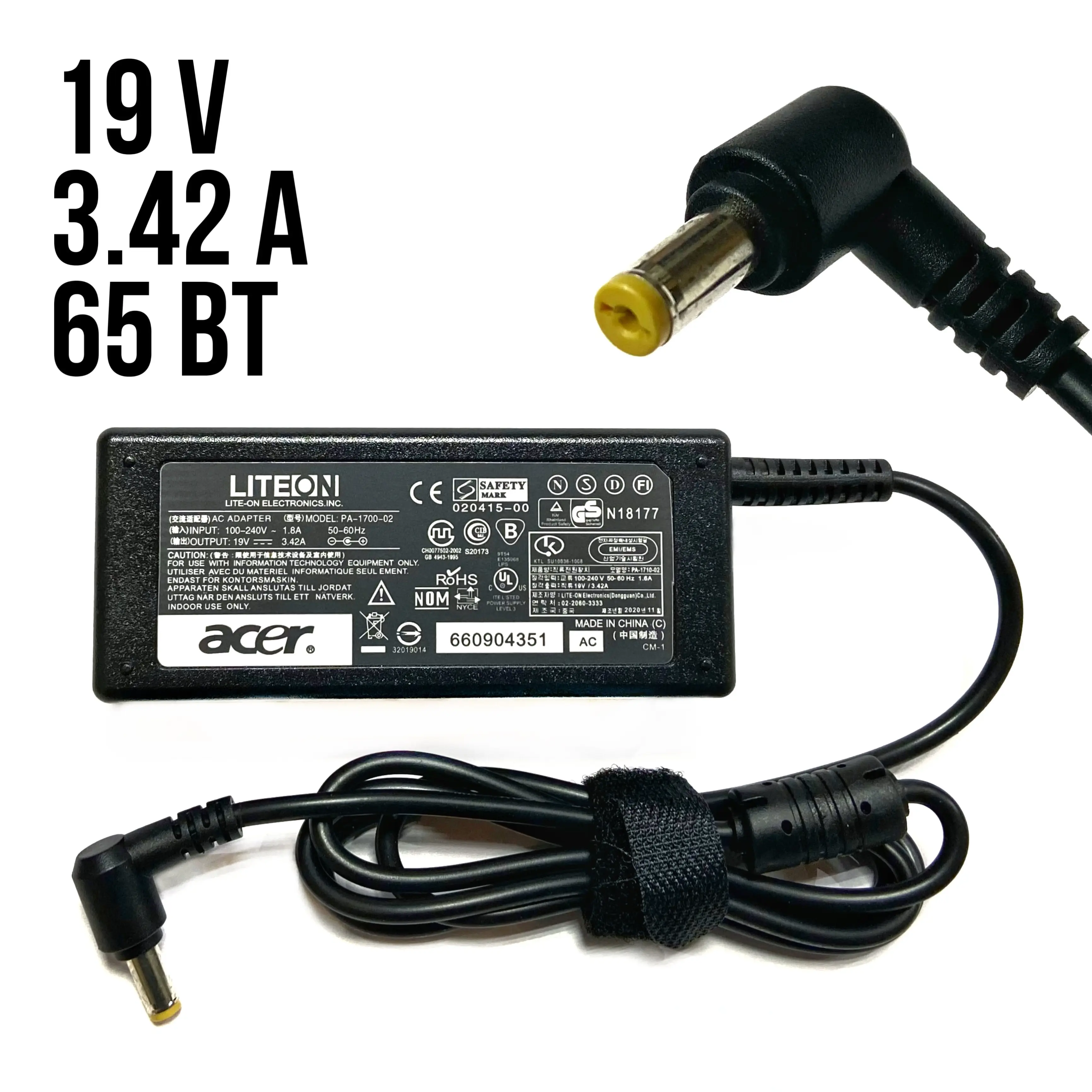 Power supply for laptop Acer Aspire 7735 7735G. Charger 19 v 3.42 a 65 W | Компьютеры и офис