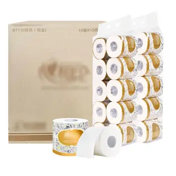 

10 Rolls Toilet Paper Bulk Bath Tissue Bathroom White Soft 3 Ply Roll Household Toilet Paper 110g Three-layer Paper Towel
