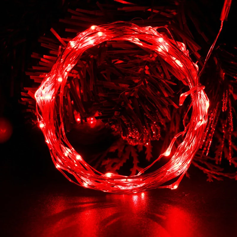 Рождественский новогодний декоративный светодиодный светильник s, праздничный светильник, медный провод, серебряная проволока, гирлянда на день рождения, Барти - Испускаемый цвет: red