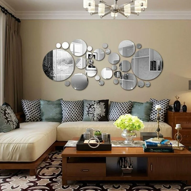 Bedroom Mirror Sticker DIY Tiles 32Pcs Acrylic Art Decoration Living room 