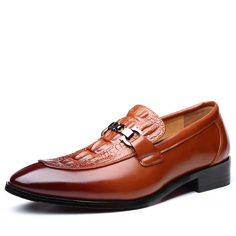 Men Leather Dress Shoes British Style Pointed Toe Slip on Loafers Party Wedding Business Luxury Male Casual Shoes Plus Size