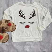 SATCOPY Рождество Санта Клаус милый лося печати пижамы Домашняя футболка с длинными рукавами Новая женская футболка