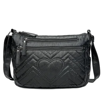 

WOMEN'S Bag 2019 New Style Korean-style Versatile Washed Leather Shoulder Bag Fashion Car Suture Travel Shopping Shoulder Square