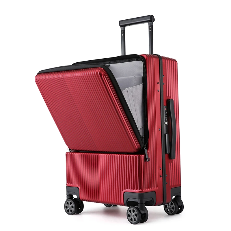 Color : Red Runtongshanghang Business Aluminum Frame Trolley case Male Suitcase Female Suitcase Student Box Universal Wheel 26 inch 