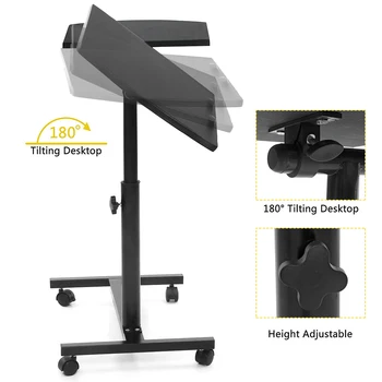 

Laptop Stand Rolling Cart Desk Adjustable Height Laptop Table Desk Bed Sofa Tray Rolling Portable Notebook Desk with Wheels