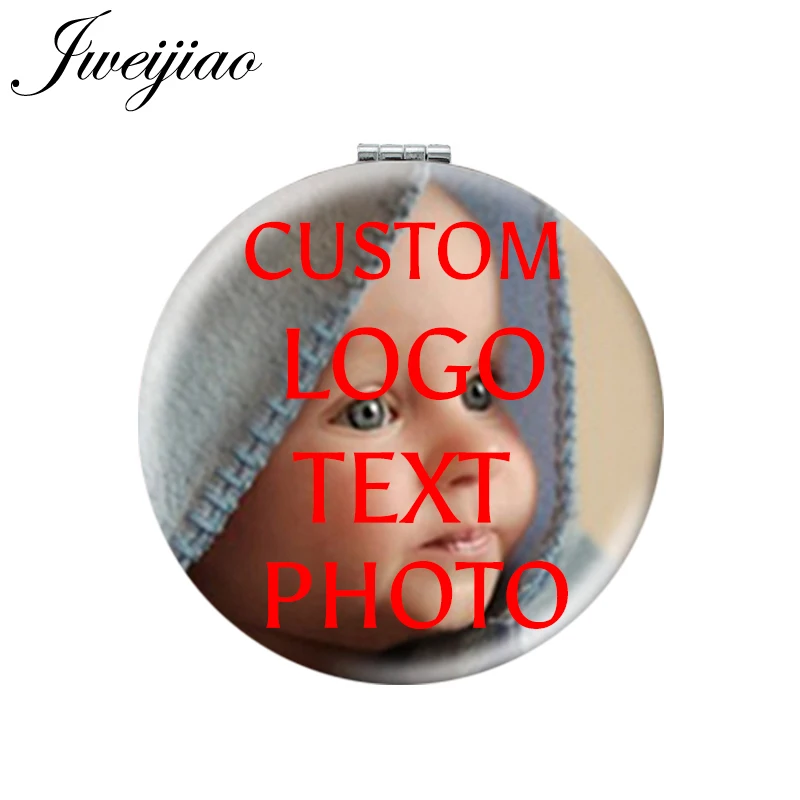 JWEIJIAO круглое складное зеркало для макияжа на заказ, компактное портативное карманное зеркало для фото из искусственной кожи, косметические инструменты и аксессуары NA01