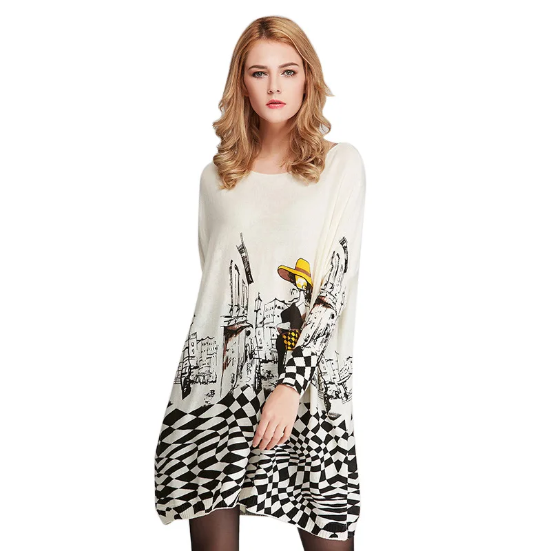 

2020 Autumn Cartoon Printed Pullover Casual Sweater Women's Long Casual Personality Women's Oversized Sweater Loose Top Oversize