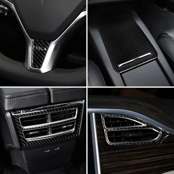 

Car Tail Light Protector Steering Wheel Decor Stickers Air Vent Cover Wheel Caps for Tesla Model X Carbon Fiber Car Accessories