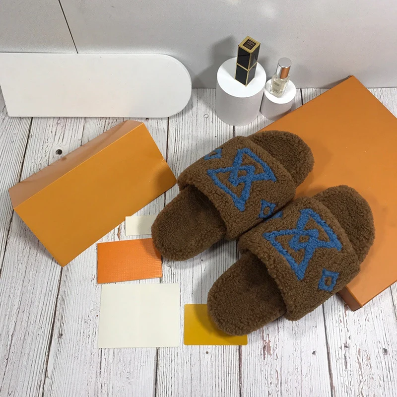 Luxury brand designer 2021 autumn and winter new cotton shoes high quality customized famous brand women's wool shoes indoor