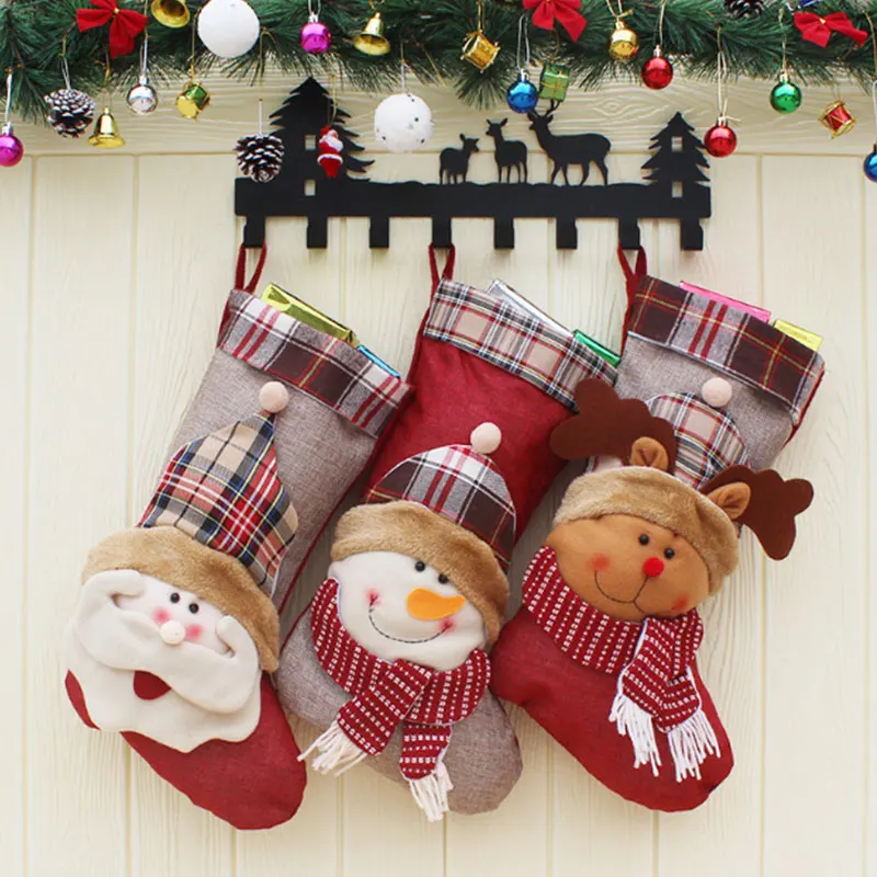 Santa Claus Elk Christmas Stockings for Christmas Decoration Christmas Tree Hanging Ornament Gifts Holders Bag for New Year Xmas