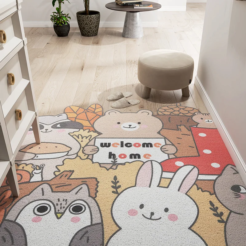 Cartoon animal carnival Entrance hall carpet PVC wire loop mat Door Living room floor Children's bathroom non-slip rug | Дом и сад