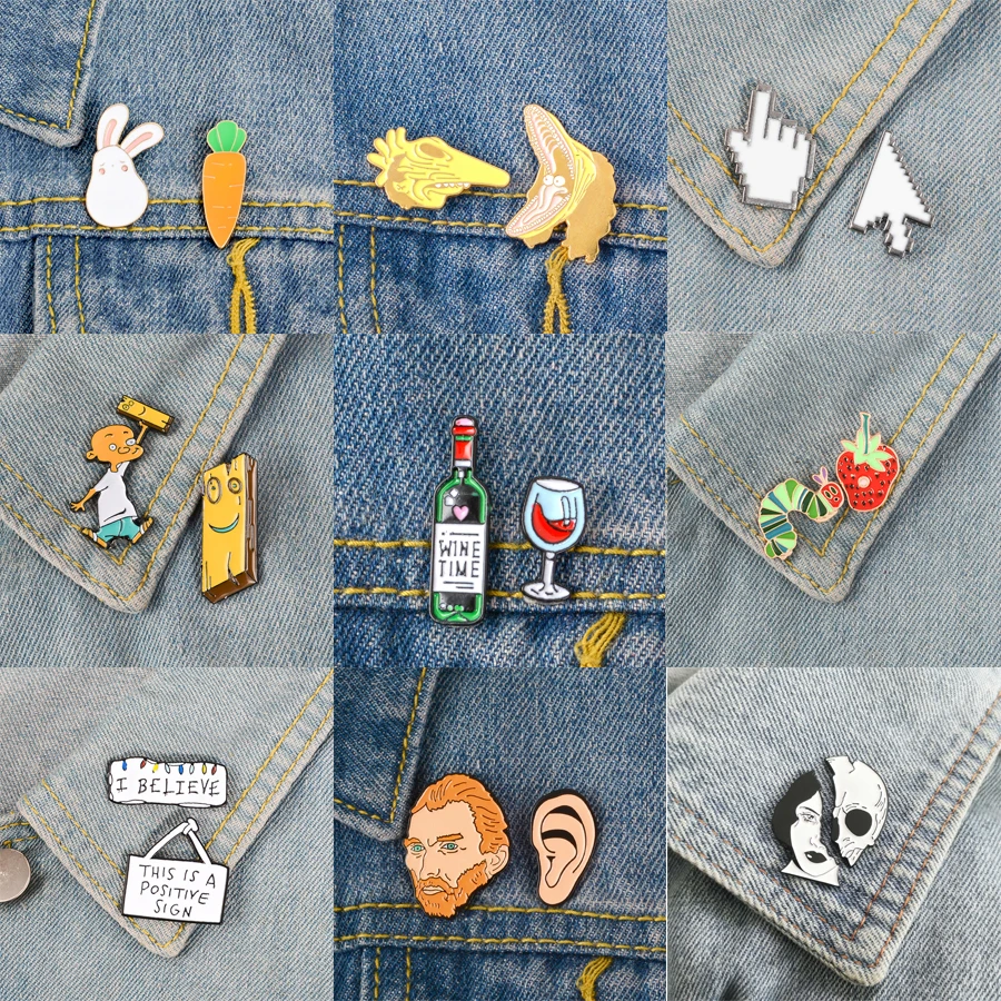 Enamel Pins Brooches Jewelry Badges Animal-Set Christmas-Lights Icon Artist Cartoon And