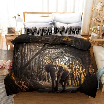 

3D Animal Elephant Print Bedding Set Duvet Covers Pillowcases One Piece Comforter Bedding Sets Bedclothes Bed Linen 07