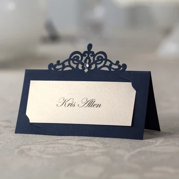

Navy Blue Place Card Holder Table Centerpieces Number Name Settings Wedding Banquet Decoration Event Party Cards & Invitations