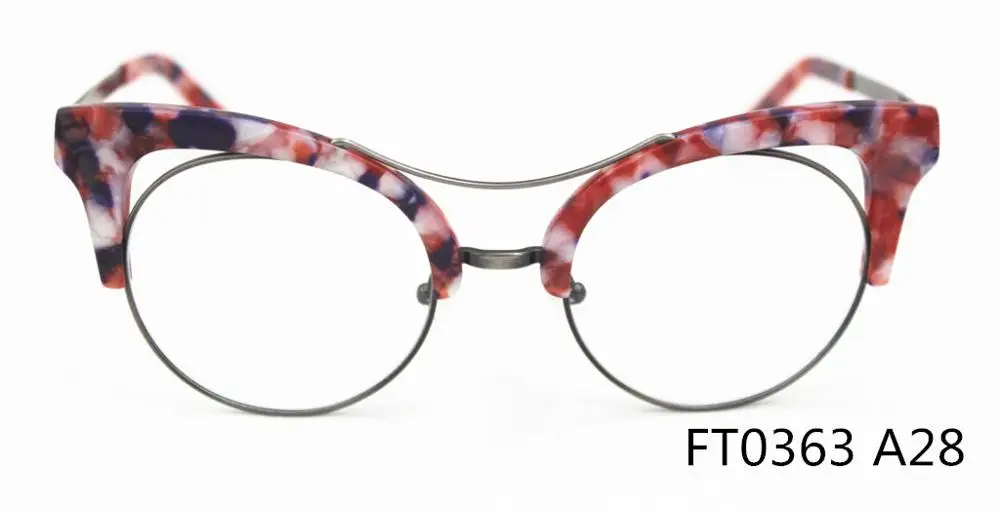 floral red Belight, оптические женские очки с бамбуковым узором, кошачий глаз, Ретро стиль, Ретро стиль, очки по рецепту, оптическая оправа для очков, очки FT0363 - Цвет оправы: floral red