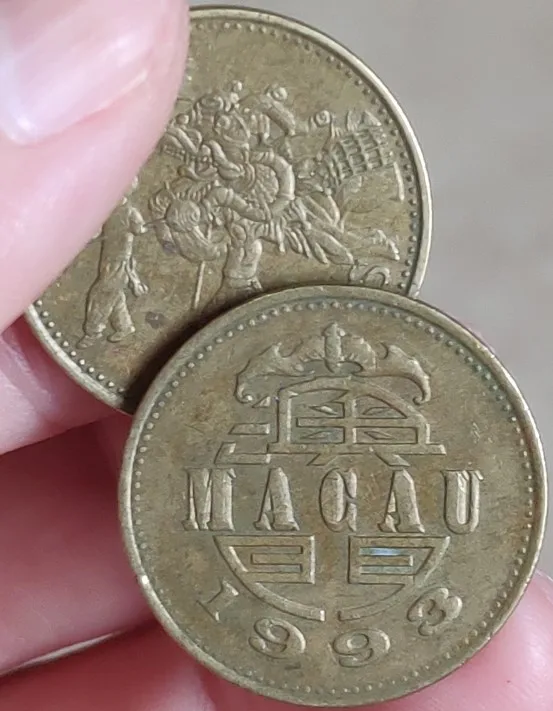 23-миллиметровый танец дракона Макао 100% настоящая комиксурная монета