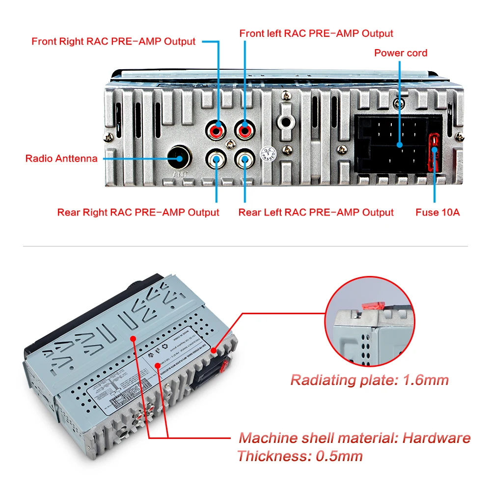 Car Multimedia Player Car Radio Car Radio Player Car Music Player Mp3 Music Player 1 din Car Radio Embedded Stereo Player Bluetooth EQ FM AUX TF 2 USB Multi-Function 1DIN car MP3