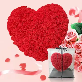 

Valentines Day Gift Red Heart-shape Rose Flower Gift Box Rose Flower Artificial Decoration Birthday Party Wedding Decoration