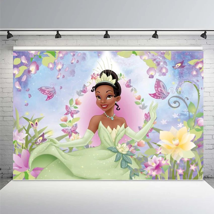 

Photography Backdrop Floral Flowers Castle Tiana Princess Fairy Garden Butterfly Custom Photo Studio Backdrop Background Vinyl
