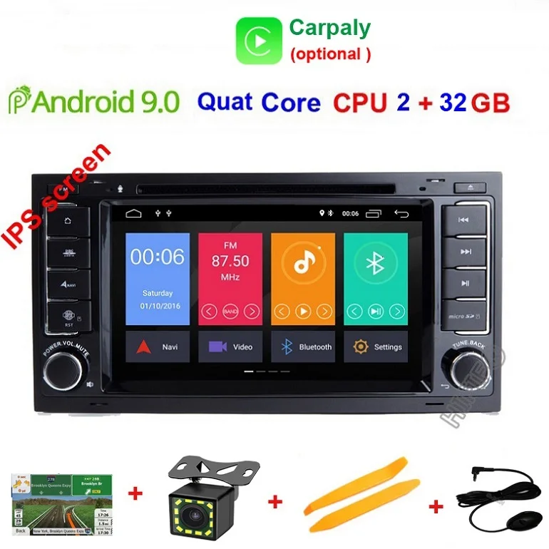 Ips DSP Android 9,0 4G Автомобильный gps для VW Volkswagen Touareg T5 транспортер мультивен dvd-плеер радио мультимедиа навигация ПК - Цвет: Quad Core 2G 32G