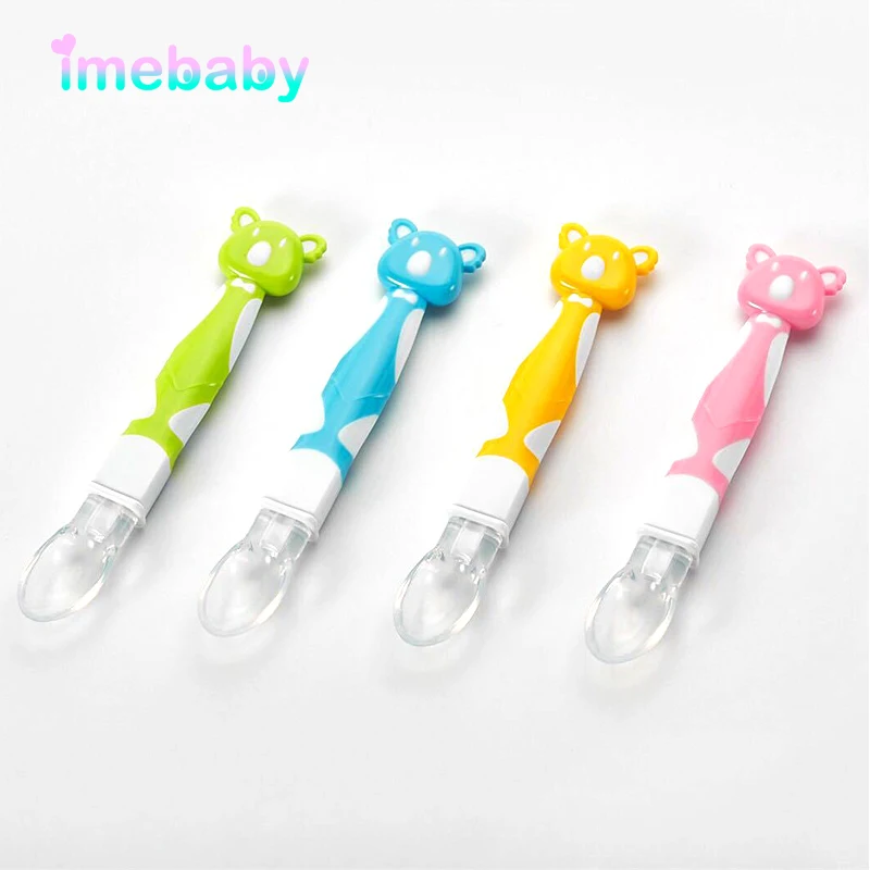 

Imebaby Silicone Spoon Baby Things For Feeding Newborns Food Supplement Training Spoons Safety Silicone PP Spoon