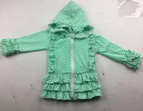 Mint dots Очаровательная осенняя куртка для девочек, пальто, кардиган с оборками, толстовки на зиму - Цвет: Mint dots