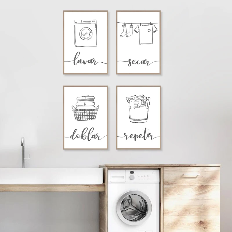 SpanishLaundryRoomWallArtCanvasPaintingDecorationLavarSecarDoblarRepetirPrints