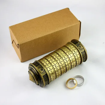 

Magic!!Educational toys Metal Cryptex locks gift ideas Da Vinci Code lock to marry lover escape chamber props get 2 free rings