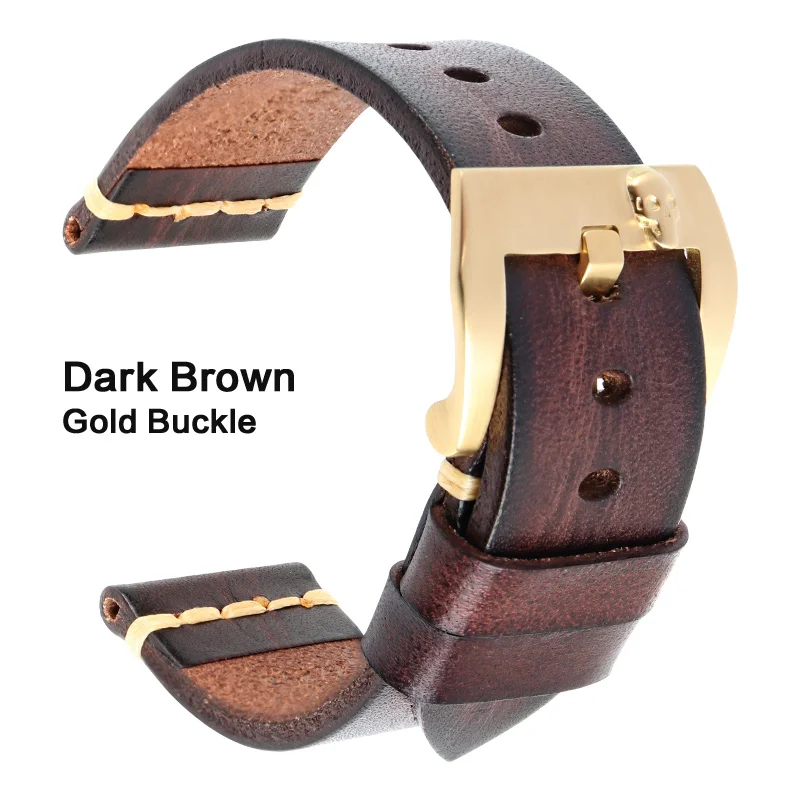 Maikes Watch Accessories Genuine Leather Watchband 20mm 22mm For Samsung Gear s3 Replacement 18mm PUNK Watch Strap Bracelets - Цвет ремешка: Dark Brown G