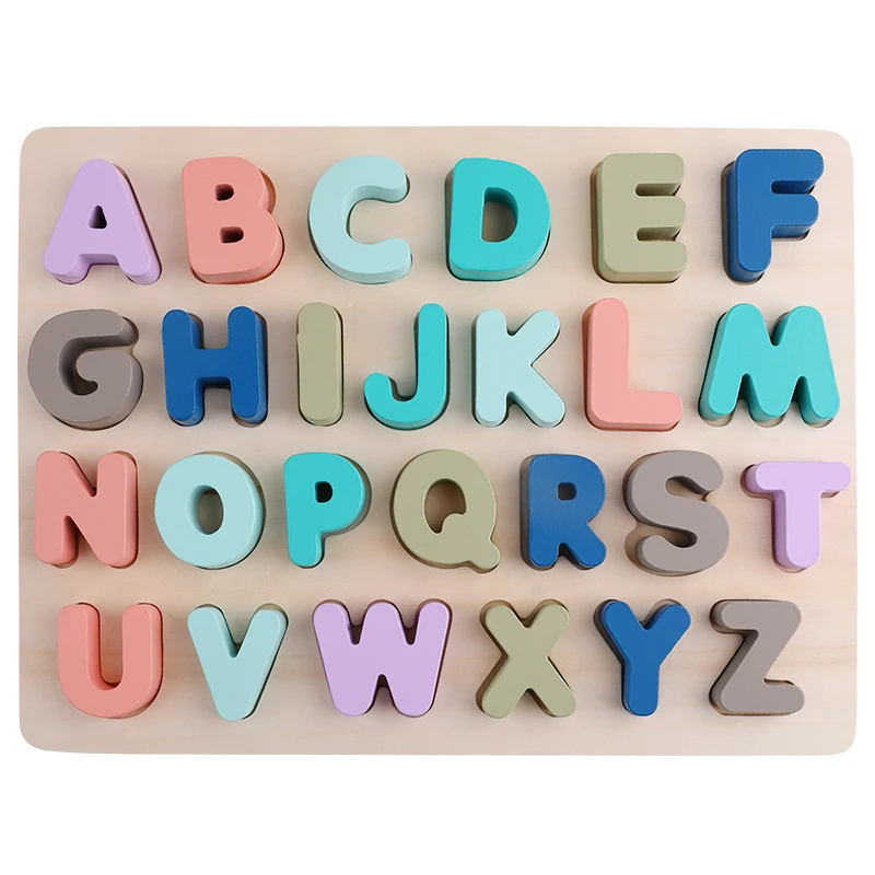 

Candice guo wooden toy Montessori baby wood puzzle shape match game letter digital number Macaroon color catch touch board 1pc