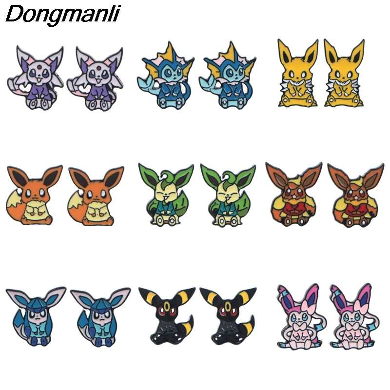 P4189 Dongmanli милые серьги Eevee Elf, пирсинг для уха, детские милые серьги для женщин, эмалевые серьги, вечерние ювелирные изделия, подарки для девочек