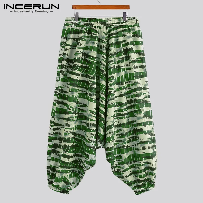 INCERUN винтажные напечатанные мужские шаровары мешковатые джоггеры брюки со стрелкой мужские эластичные талии хип-хоп Уличная Pantalon Hombre