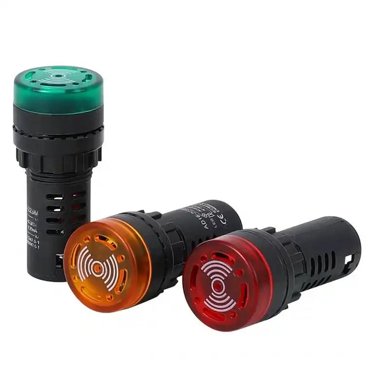 2PCS 12V AD16-22SM Red LED Flash Alarm Indicator Light Lamp 22mm with Buzzer 