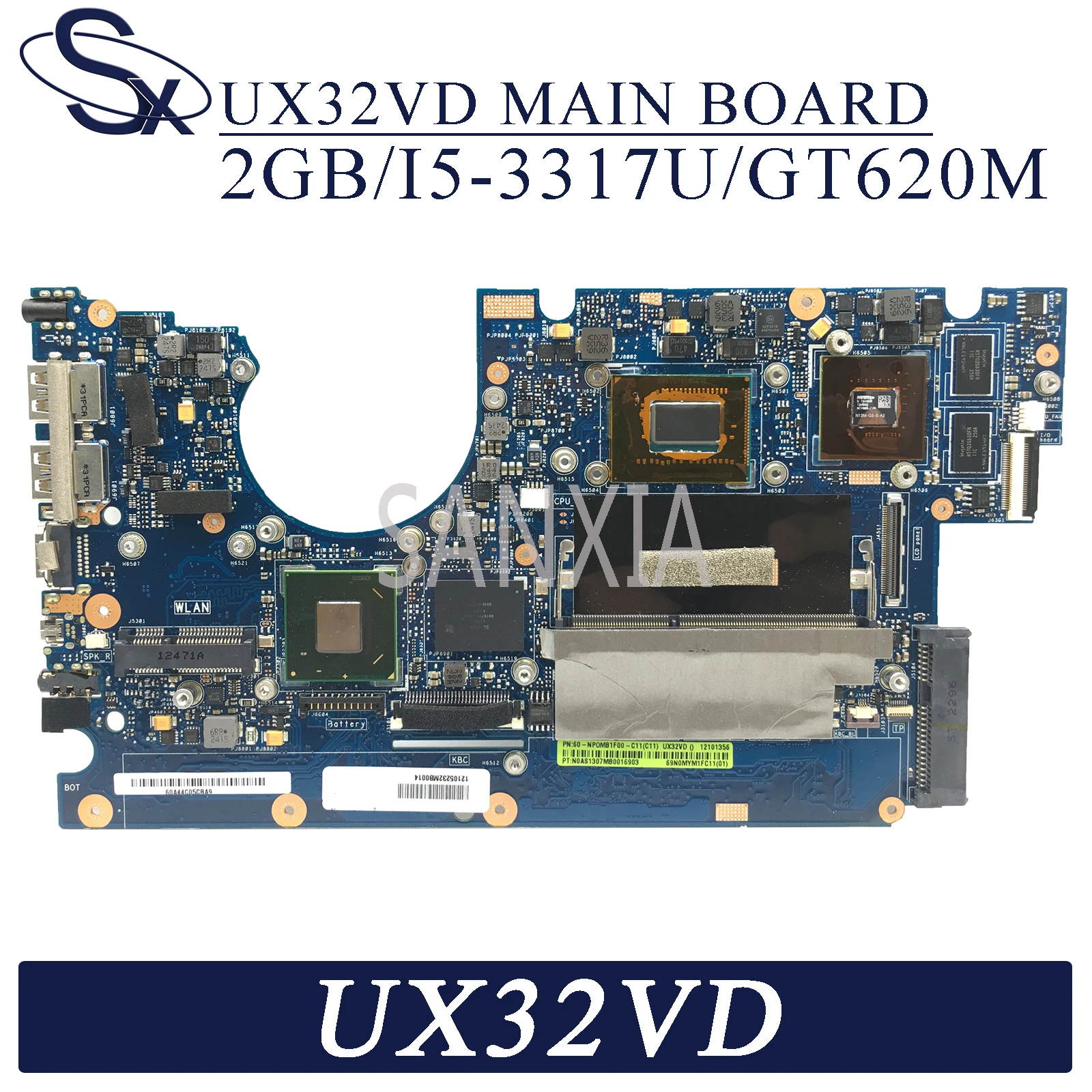 Материнская плата KEFU UX32VD для ноутбука ASUS оригинальная материнская 2GB-RAM I5-3217U GT620M |