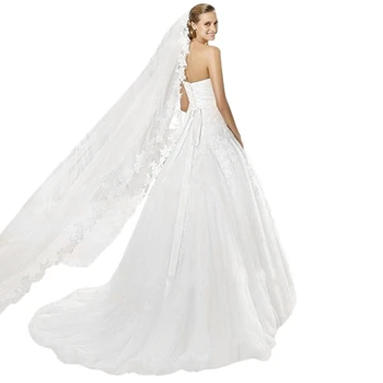 

White Wedding Veil 3M Long Comb Lace Mantilla Cathedral Bridal Veils Wedding Accessories Voice Of Bride