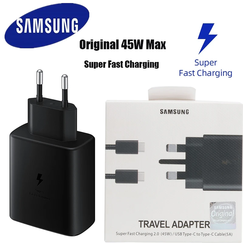 Samsung Original 45W USB-C Super Adaptive Fast Charge Charger EP-TA845 For Samsung GALAXY Note 10 Plus Note10Plus 5G A91 Note10 240v lithium battery charger