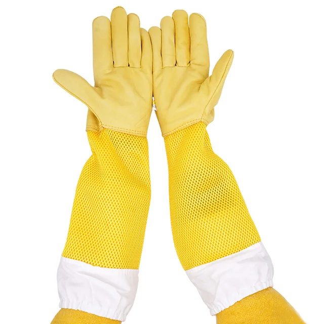 Kedvezés Elleni Apikultúra Kesztyű Méhészeti Mesterséges Juhbőr Lélegző Anyagú Méheszközök Háló Üreges Lélegzetelállító Beegloves - Image 4