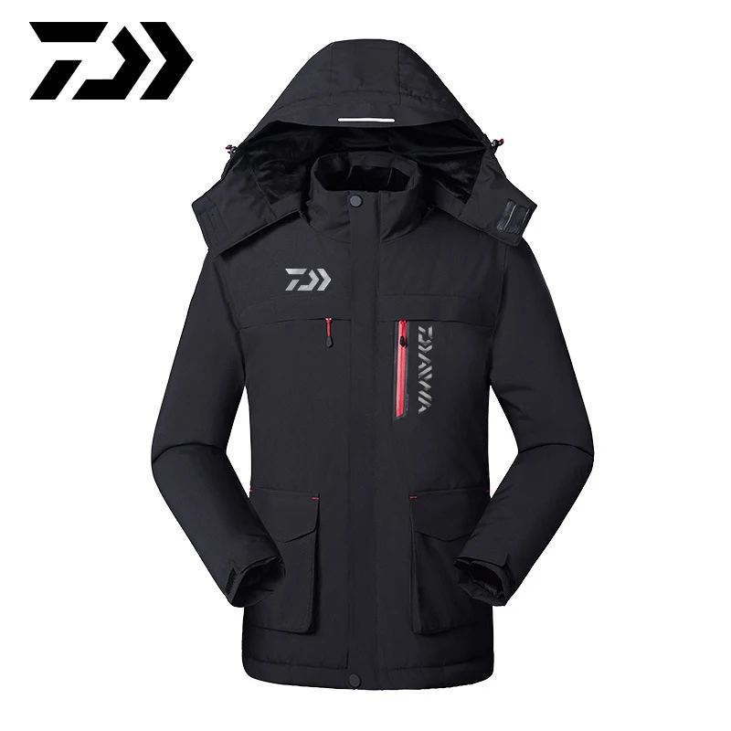 Daiwa Men Winter Thick USB Heating Cotton Jackets Outdoor Waterproof Windbreaker Hiking Camping Fishing Clothing Fishing Coats