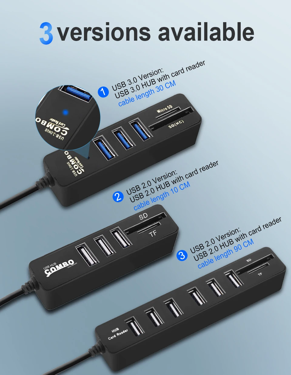 Usb-хаб 3,0 Мульти USB 3,0 док-станция USB 2,0 разветвитель 3/6 Порты вцв высокое Скорость Micro TF/SD кард-ридер Компьютерные аксессуары для ПК