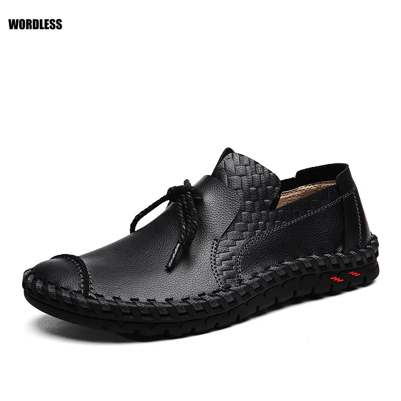 Zapatos nuevos para hombres mocasines de cuero mocasín hombre marca de lujo de deslizamiento suave zapato de conducción negro de talla grande 38-47 38-47 38-47 zapatos de hombre