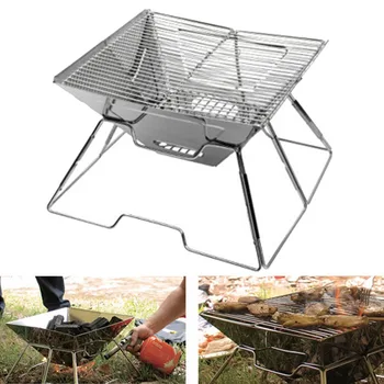 

Thickened Stainless Steel Foldable BBQ Camping Stove Grill Cooking Equipment